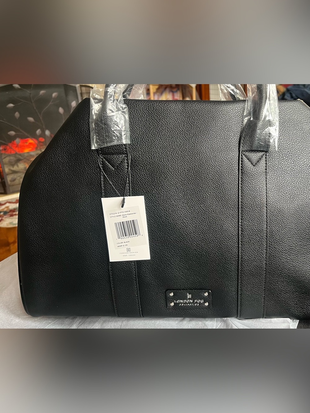 NWT London Fog Black Pebbled Logo Tote
